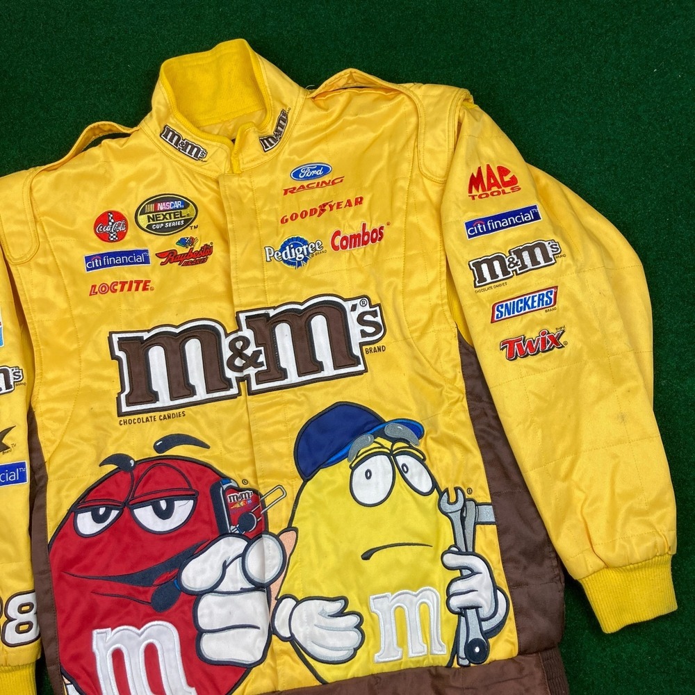 Vintage Chase Authentics M&Ms Racing Jacket Mens XL Yellow Nascar Snickers Y2K